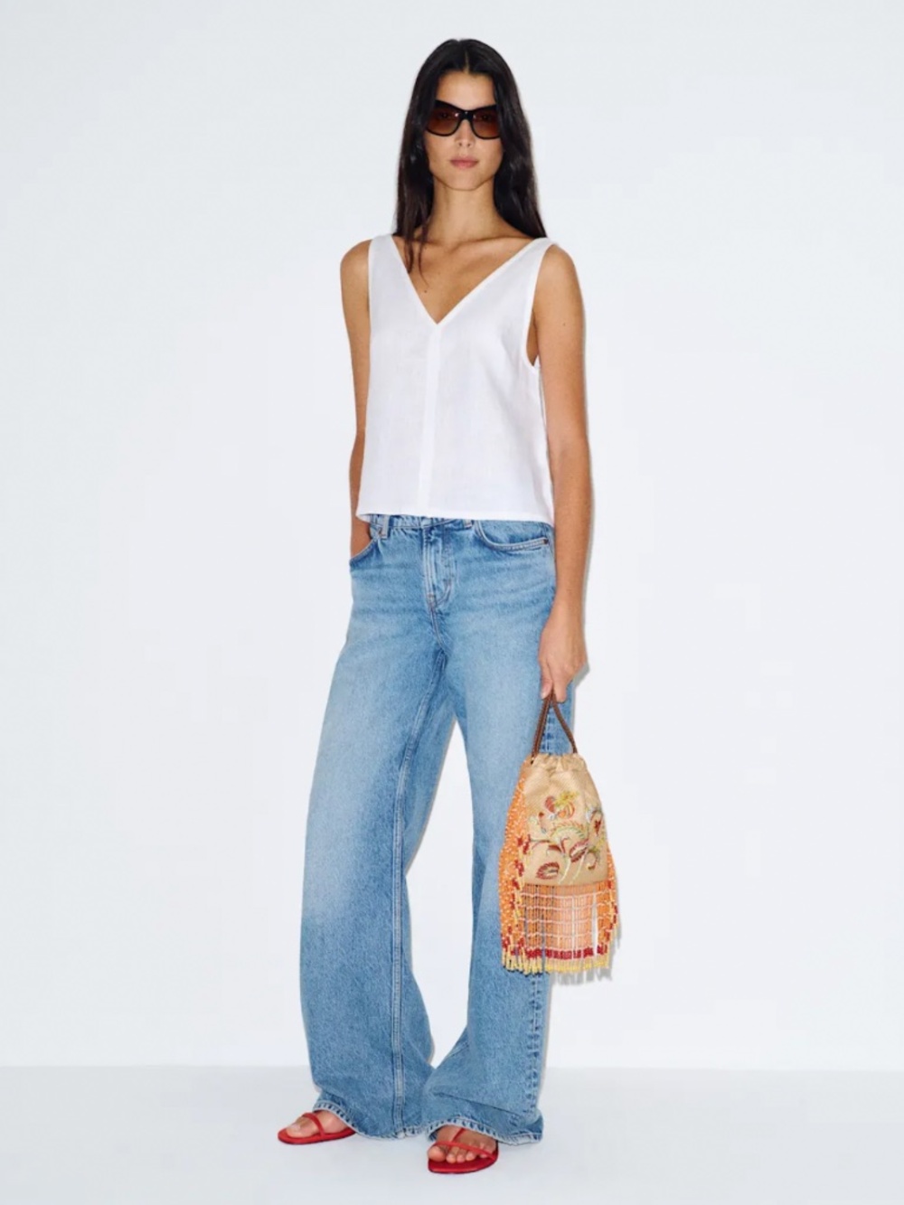 New Reformation Annika linen top